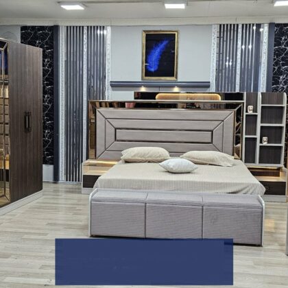 Camera da letto Anka 6 pezzi, armadio 6 ante, marrone/grigio