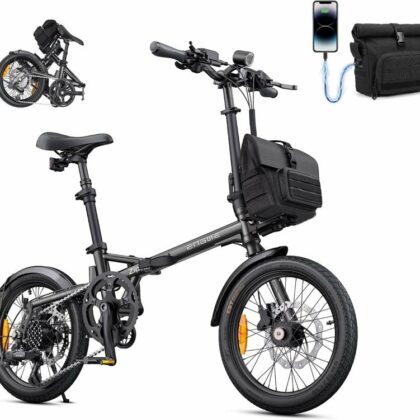 ENGWE Zip – E-bike pieghevole leggera con borsa (nero)