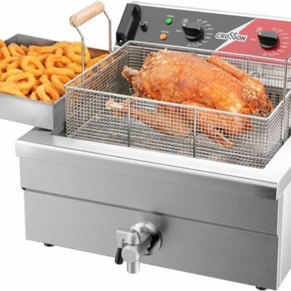 Friggitrice professionale doppia inox con rubinetto