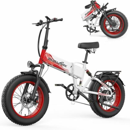 Bicicletta elettrica pieghevole fat bike rossa